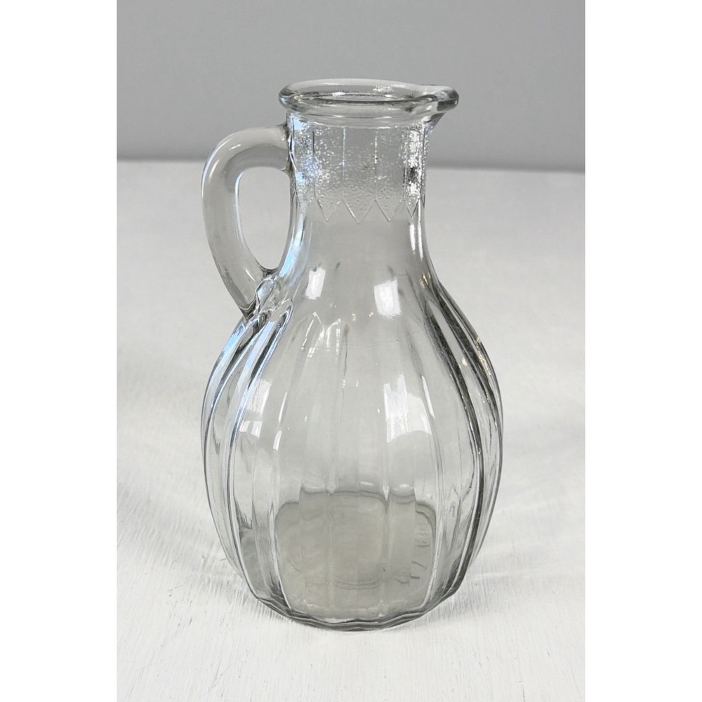 Vintage Clear Glass Pitcher Jug w/ Handle Mid Century U.S. PAT APPL'D For 750-4